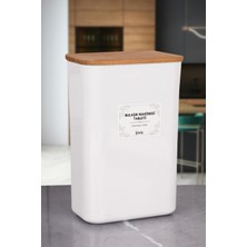 Naturelove Beyaz Ahşap Vakumlu Kapak Bulaşık Makinesi Tableti Deterjanı Saklama Düzenleme Kutusu 3 Lt