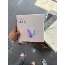 Naturelove 6 Adet 350 ml Cidarlı Kupa Bardak, Gerçek Tüy Tasarımlı Kulplu Çay Kahve Bardağı 6'lı Set