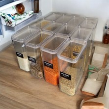 Naturelove 12'li Etiketli Erzak Bakliyat Kiler Dolap Mutfak Düzenleyici Saklama Kabı Seti 3000 ml
