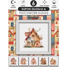 FabricsTown Patchwork ve Quilting İçin %100 Pamuk Desenli Kumaş Seti – 6 Kupon + Ek Panel