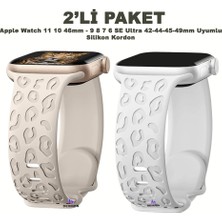 Dexmon Apple Watch 11 10 46MM 9 8 7 6 Se Ultra Uyumlu 42-44-45-49MM Leopar Desenli 2'li Silikon Kordon Seti