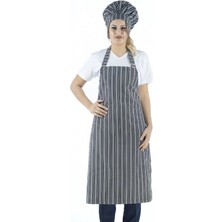 Desenli Askılı Önlük - 3004 Beyaz Çizgi