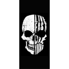 Aydın Garage Life Fast Die Young Kuru Kafa Kapı Direk Kaplama Folyosu Baskılı Sticker Sağ-Sol 2 Adet 22*50 cm