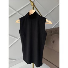 Likralı Kolsuz Balıkçı Yaka Içlik Siyah