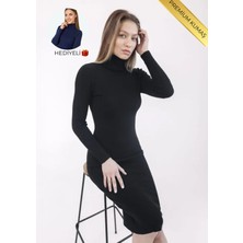 Premium  Kumaş Kalitesi Ile Balıkçı Yaka Midi Boy Elbise -Bluz Hediyeli