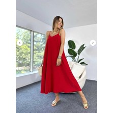 Ayarlanabilir Askılı Midi Boy Full Likralı Elbise