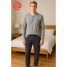 Gd Goldoremi 28301 Erkek 4 Mevsim Rahat Pamuklu Süprem Kumaş Uzun Kollu Pijama Takım