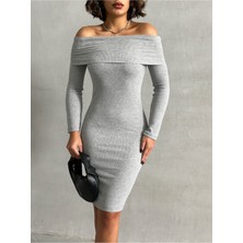 Madonna Yaka Uzun Kol Fitilli 1. Sınıf Kaşkorse Midi Boy Elbise