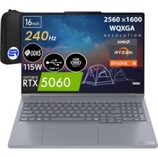 Lenovo ThinkBook 16P G6 Ryzen 9-8940HX 32GB 2tb SSD RTX5060 115W 16" 240Hz Wqxga WIN11 Pro 21U00013TXEP6 + Elektropasaj Çanta