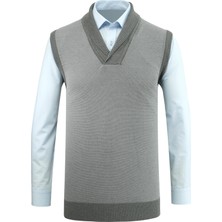 Çizgi Triko Erkek Şal Yaka Triko Süveter Noktalı Desen Klasik Kalıp - 5250H