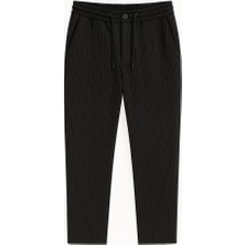 CGA Erkek Siyah Çizgili Beli Lastikli Pantolon