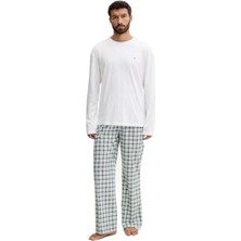 Tommy Hilfiger Erkek Beyaz Uzun Kollu Dokuma Pijama Takımı UM0UM03663
