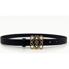 Uccello Kadın Siyah Ince Suni Deri Gold Tokalı Kemer – Zarif Günlük ve Şık Kombinler Için - Elbise Kemeri