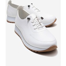 Ccway Kum Baskılı Yumuşak Tabanlı Kadın Ayakkabı Beyaz Cilt