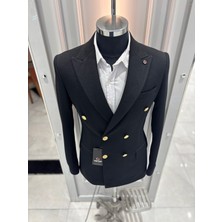 Sabri Zengin Erkek Kruvaze Slim Fit Blazer Ceket