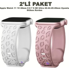 Dexmon Apple Watch 11 10 46MM 9 8 7 6 Se Ultra Uyumlu 42-44-45-49MM Leopar Desenli 2'li Silikon Kordon Seti