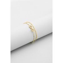 So CHIC Sonsuz Aşk 18 Ayar Sarı Altın Kaplama 19 Cm Gümüş Zincir Bileklik