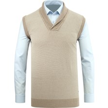 Çizgi Triko Erkek Şal Yaka Triko Süveter Noktalı Desen Klasik Kalıp - 5250H