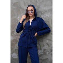 Elaxi Kadın Bel Büzgülü Cep Detaylı Fermuarlı Modal Ikili Takım