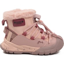 Marco Kids Pudra Renkli Kürklü Kaymaz Kız Çocuk Bot Suni Deri Malzeme ile Düz Topuklu Tasarım 22672 P