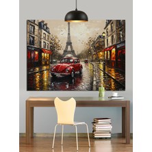 Artmeg Paris Eyfel Kulesi Klasik Araba Dekoratif Kanvas - Mdf Ahşap Tablo