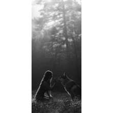 Aydın Garage Kurt ve Kız Kapı Direk Kaplama Folyosu Baskılı Sticker Sağ-Sol 2 Adet 22*50 cm