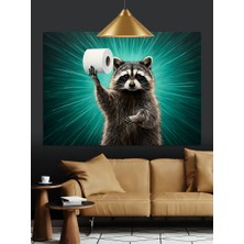 Artmeg Sevimli Rakun ve Tuvalet Kağıdı Dekoratif Kanvas - Mdf Ahşap Tablo