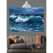 Artmeg Beyaz Köpüklü Büyük Okyanus Dalgaları Dekoratif Kanvas - Mdf Ahşap Tablo