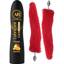 Aşkın Deposua B 125ML Mango Aromalı Yenilebiri Kayganlaştırıcı Jel Kırmızı Kuyruklu Anal Plug Set