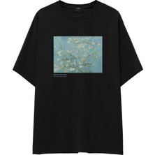 The Lucid Lab Almond Blossoms Oversize Tişört - Siyah