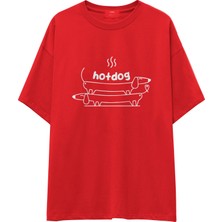 The Lucid Lab Hotdog Oversize Tişört - Kırmızı
