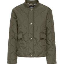 Only Kadın Içi Leopar Astarlı Haki Kapitone Ceket - 15357514