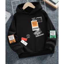 Kids Face Özel Tasarım Kapüşonlu Renkli Etiket Baskılı %100 Pamuk Sokak Modası Hip Hop Erkek Çocuk  Sweatshırt