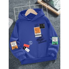 Kids Face Özel Tasarım Kapüşonlu Renkli Etiket Baskılı %100 Pamuk Sokak Modası Hip Hop Erkek Çocuk  Sweatshırt