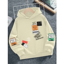 Kids Face Özel Tasarım Kapüşonlu Renkli Etiket Baskılı %100 Pamuk Sokak Modası Hip Hop Erkek Çocuk  Sweatshırt