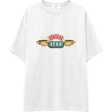 The Lucid Lab Central Perk / Friends Oversize Tişört - Beyaz