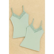 Alissa Kadın Modal Pamuklu Likralı Dantel Detaylı Ip Askılı 2'li Atlet W6K6K0T5KA