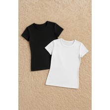 Alissa Kadın Pamuklu Likralı Yarım Kol Penye 2'li Atlet W6K0K2T2KA