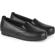 Kadın Tam Ortopedik Siyah İçi Hakiki Deri Anne Ayakkabısı Kadın Ayakkabı