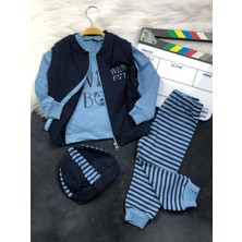 Narin Kids Detaylı Şapkalı Yelekli 3'lü Erkek Bebek Takım