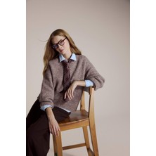 DeFacto Yün Karışımlı Bisiklet Yaka Oversize Fit Triko Kazak F3254AX25WN