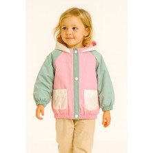 Kız Çocuk Laplant Kapüşonlu Yağmurluk Pembe