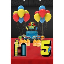 Hey Parti Süper Kahraman Temalı 5 Yaş Doğum Günü Parti Seti (Spiderman, Batman, Superman Uyumlu) - Mini