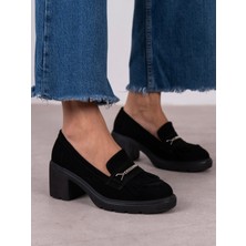 Ece'nin Butiği Epis Siyah Süet Hakiki Deri Kadın Makosen