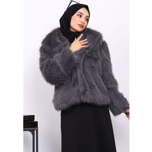 İmaj Butik Füme Astarlı Kısa Kürk Kaban