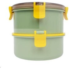 Vagonlife 304 Paslanmaz Çelik 2 Katlı Sızdırmaz Yemek Sefer Kabı Yeşil XC-397