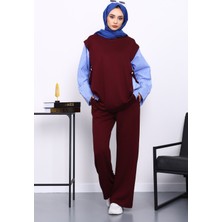 İmaj Butik Mürdüm Garnili Tunik Pantolonlu Modal Takım