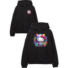 Makiteks 2 Adet %100 Pamuklu Kadın Kapüşonlu Kanguru Cepli Sweatshirt Hellokit