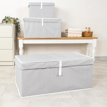 Kapısı Çok Amaçlı Düzenleyici Kapaklı Sandık Tipi Kutu Hurç Organizer (70 x 40 x 30, Gri)