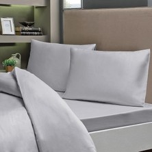 Pamuklu Ranforce Çift Kişilik Jumbo Boy 200X200 Lastikli Çarşaf Takımı - Gri